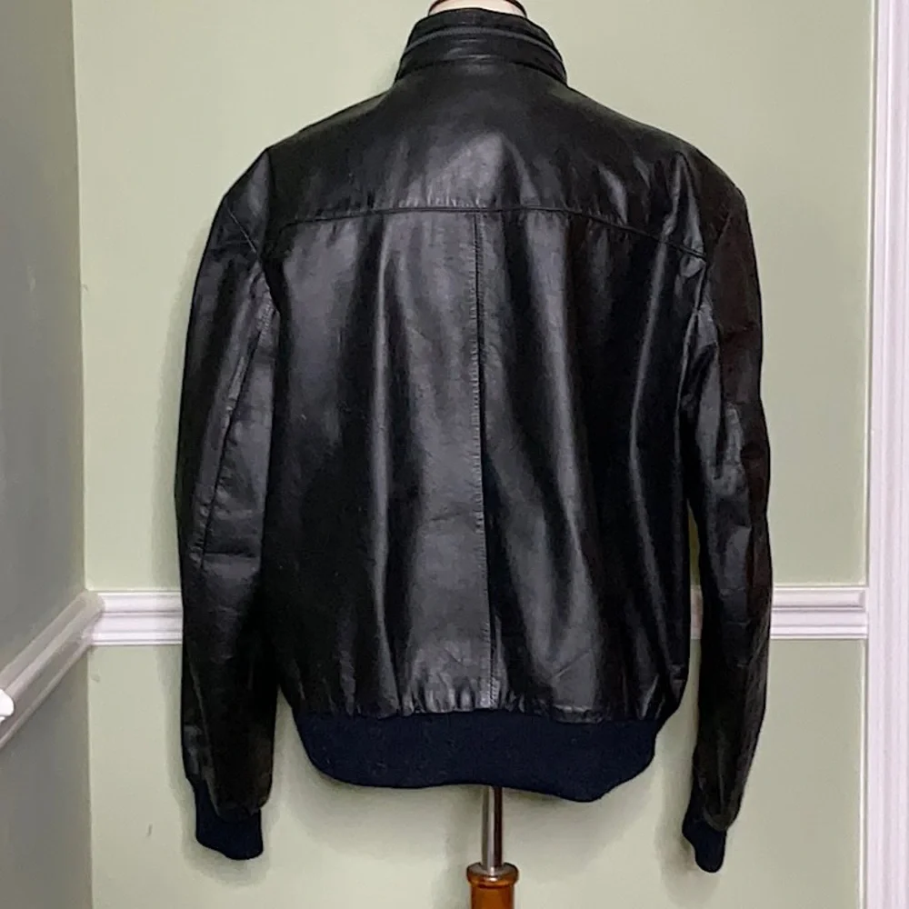 Saddlery Cooper Collection Men’s Black Leather Coat With Zip Out Rainhood 46 - Picture 3 of 10